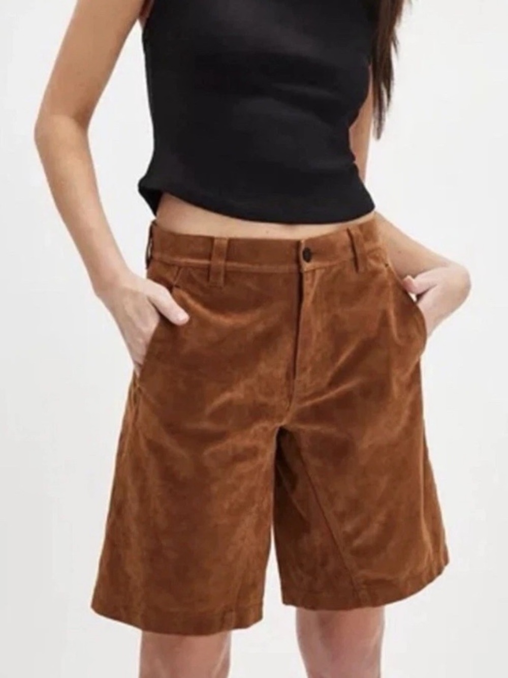 Free People We The Free Dylan Vegan Suede Shorts Brown NWT